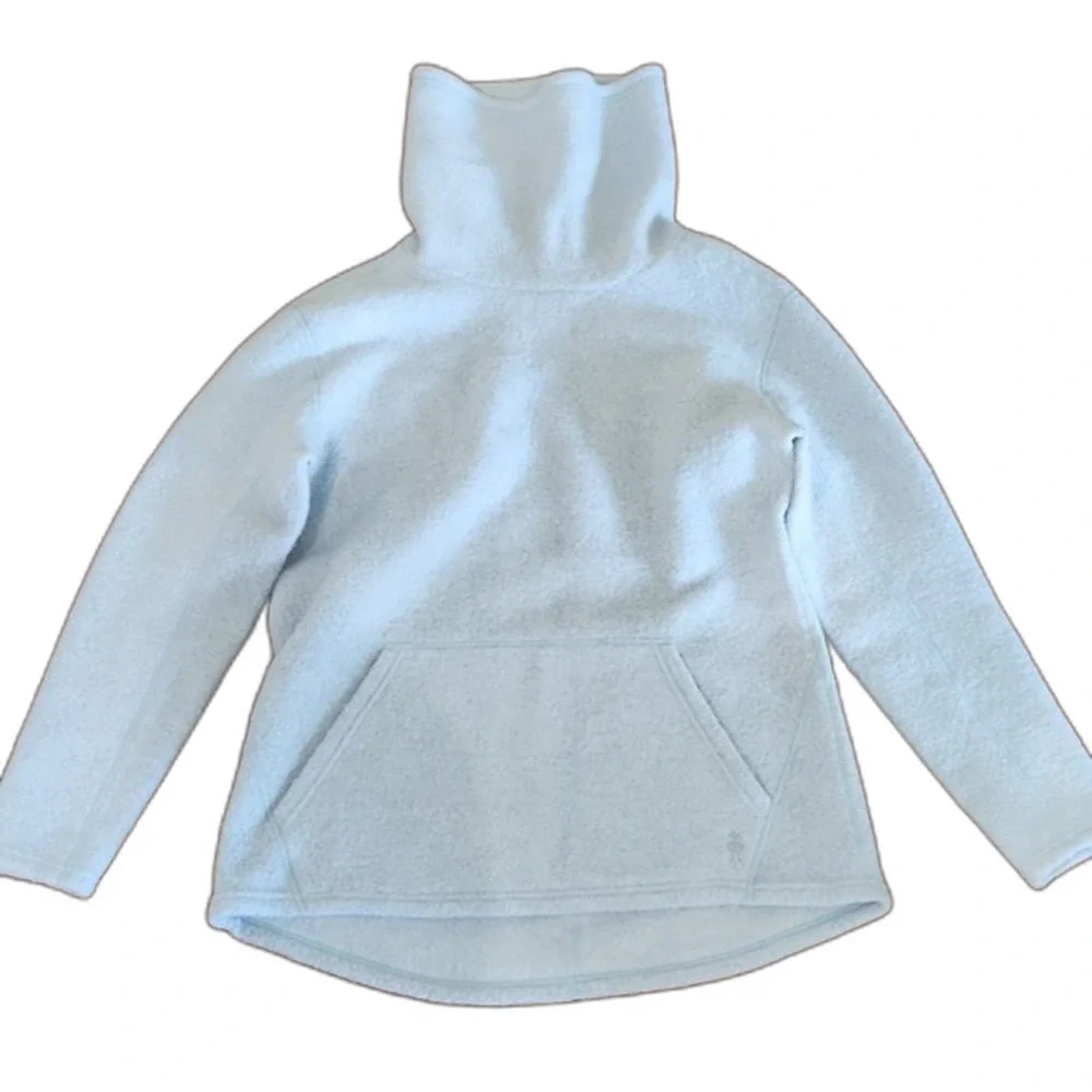 Smartwool Women's Hudson Trail Merino Wool Fleece Pullover, Light Blue, Size L - Picture 4 of 9